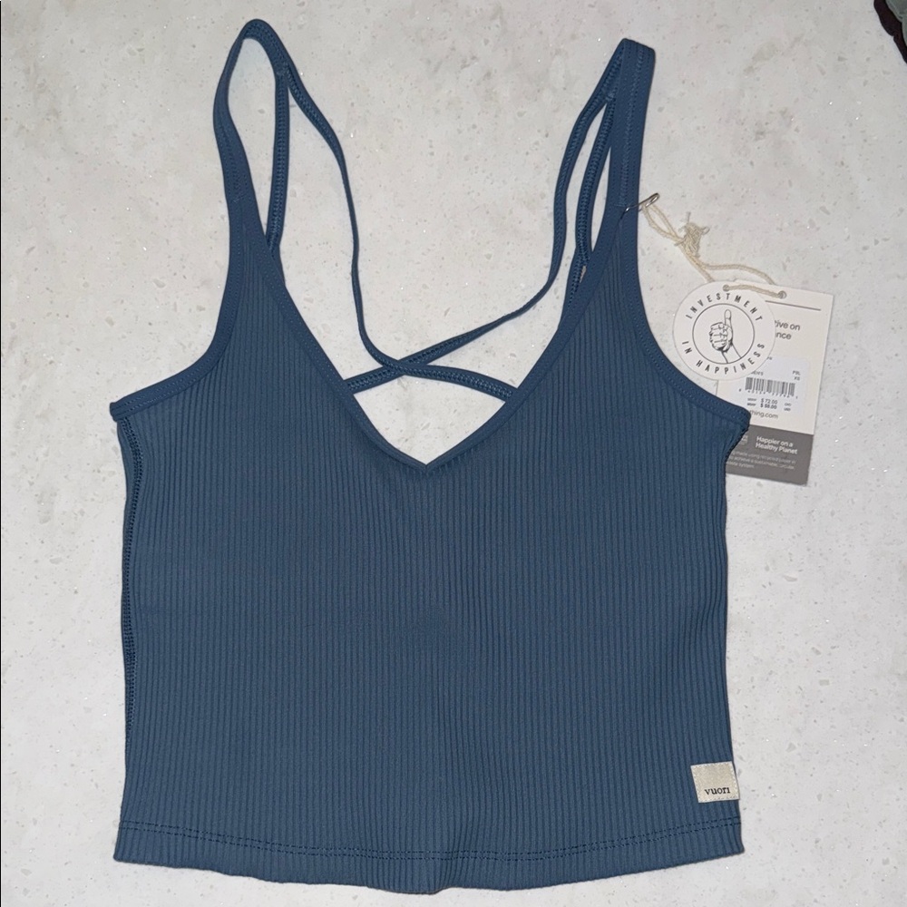 Vuori Blue Ribbed Camisole Top